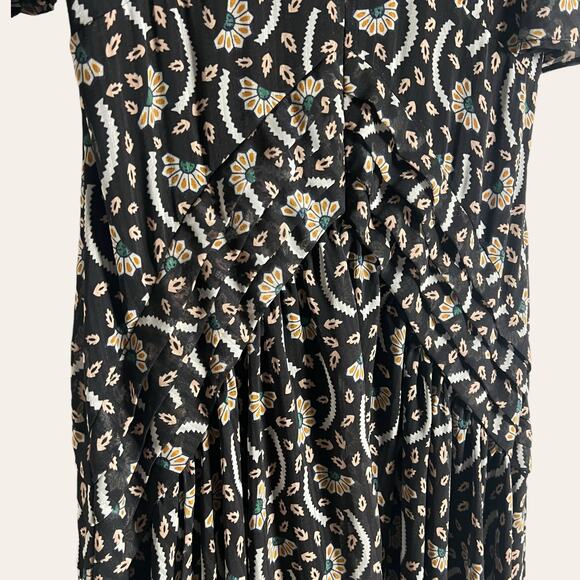 Stevie May Anise Black Printed Chiffon Short Sleeve Dress Size Small - Picture 12 of 16